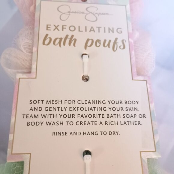 Jessica Simpson 4-Pack Exfoliating Bath Poufs – Soft Mesh Shower Loofahs – NEW - Picture 4 of 4